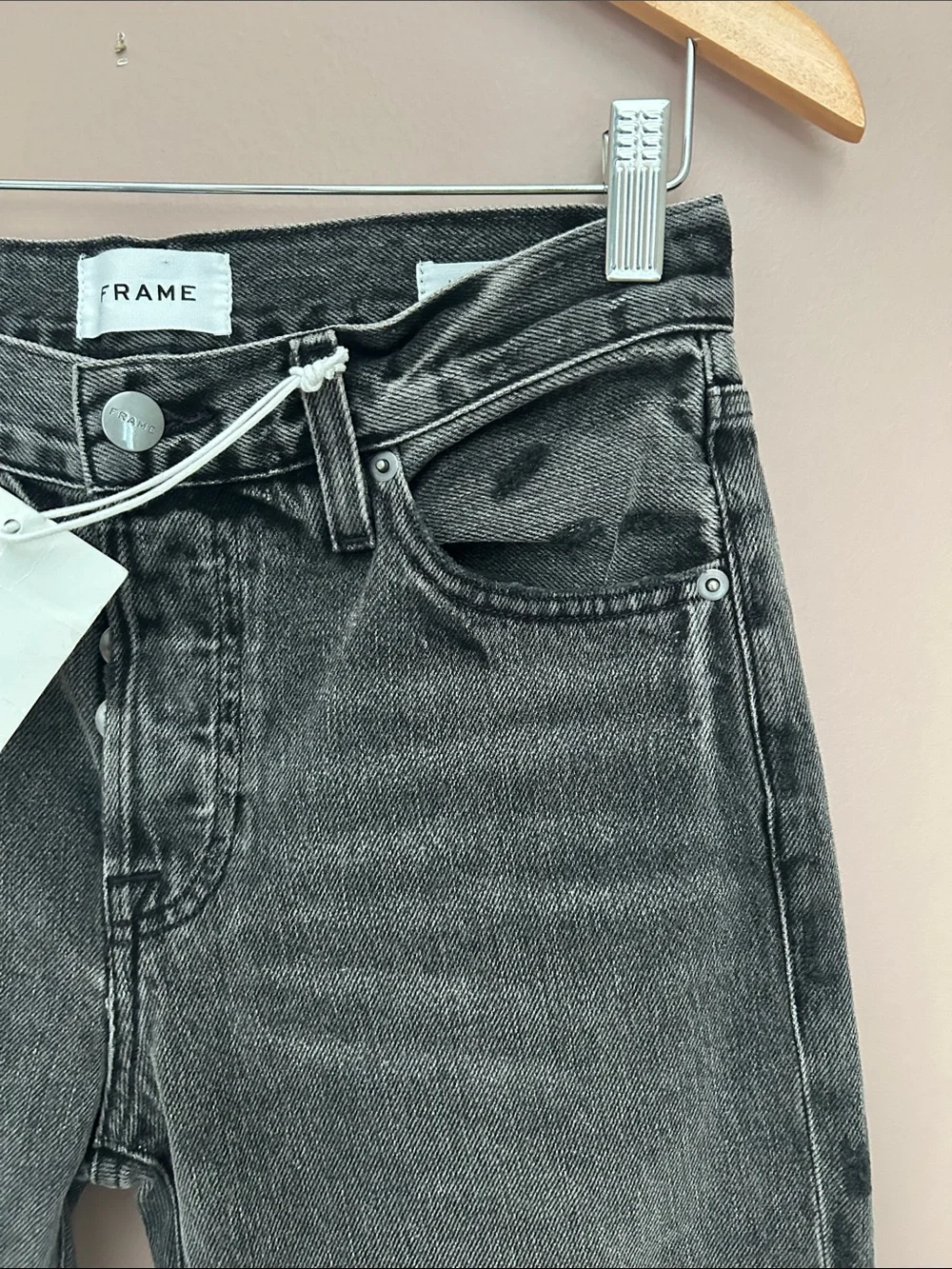 NWT FRAME Le Slouch Crop Distressed Jeans Grey Size 23 - Picture 13 of 16
